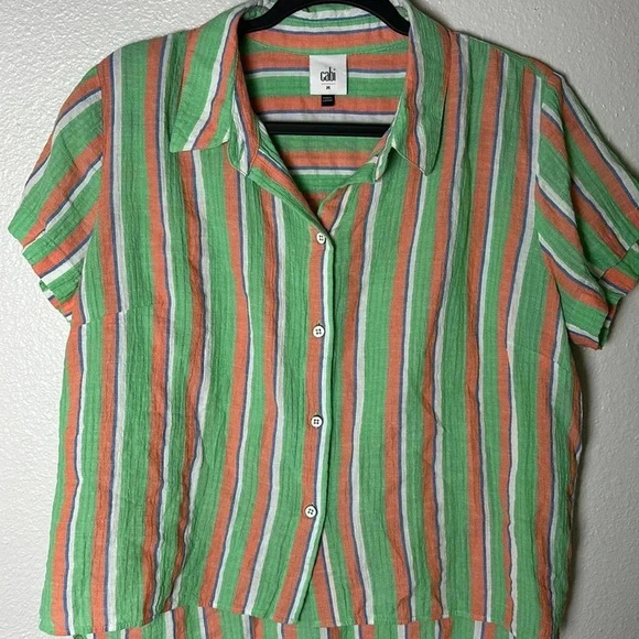 Cabi Cotton/Linen Striped T-shirt - Picture 7 of 7